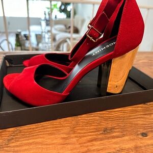 Red suede heels